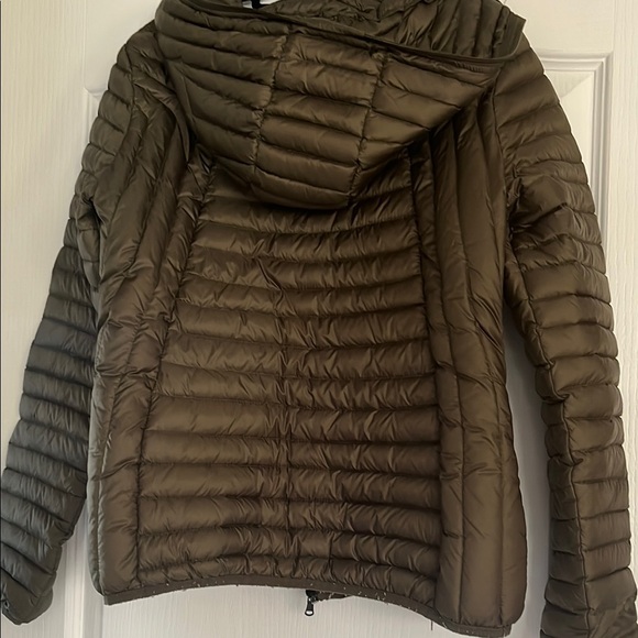Olive Green Quilted Puffer Jacket with Stand-Up Collar - Picture 4 of 4